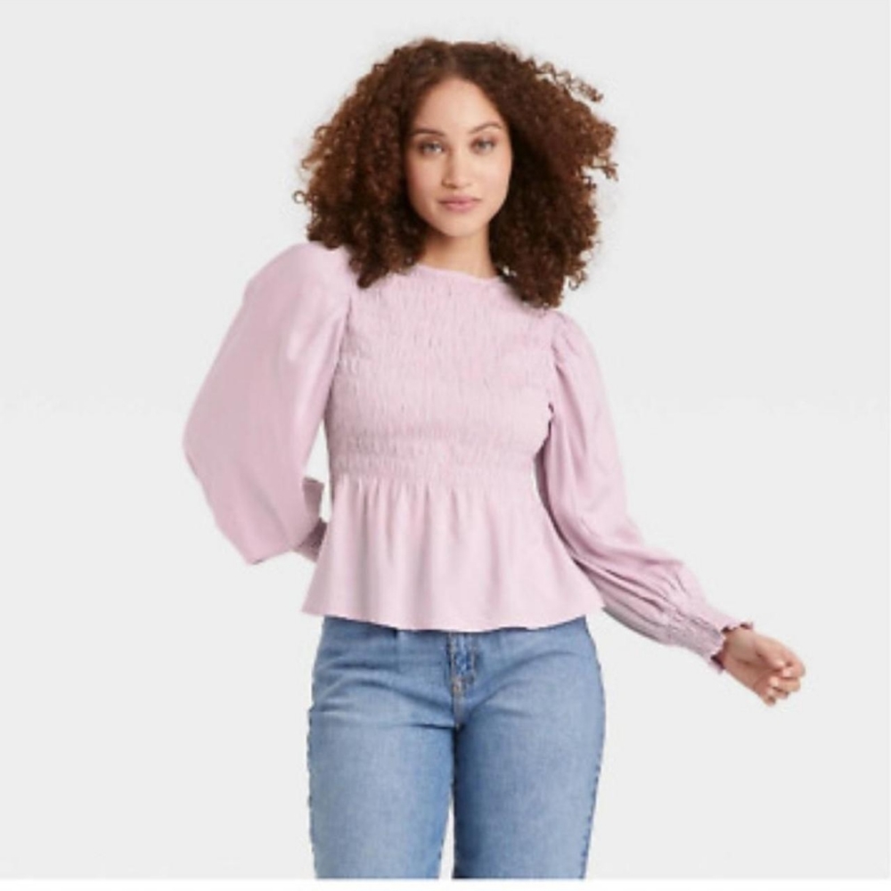 Target smocked peplum long sleeve top
